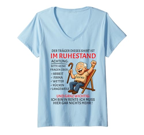 Damen Rente Pension Ruhestand lustiges Männer Rentner T-Shirt mit V-Ausschnitt Damen Rente Pension Ruhestand lustiges Männer Rentner T-Shirt mit V-Ausschnitt von Rente Alterszeit Geschenk für Mann mit Humor