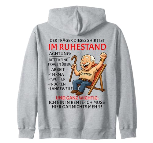 Rente Pension Ruhestand lustiges Männer Rentner Kapuzenjacke Rente Pension Ruhestand lustiges Männer Rentner Kapuzenjacke von Rente Alterszeit Geschenk für Mann mit Humor