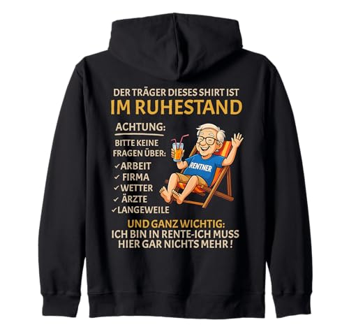 Rente Pension Ruhestand lustiges Männer Rentner Kapuzenjacke Rente Pension Ruhestand lustiges Männer Rentner Kapuzenjacke von Rente Alterszeit Geschenk für Mann mit Humor