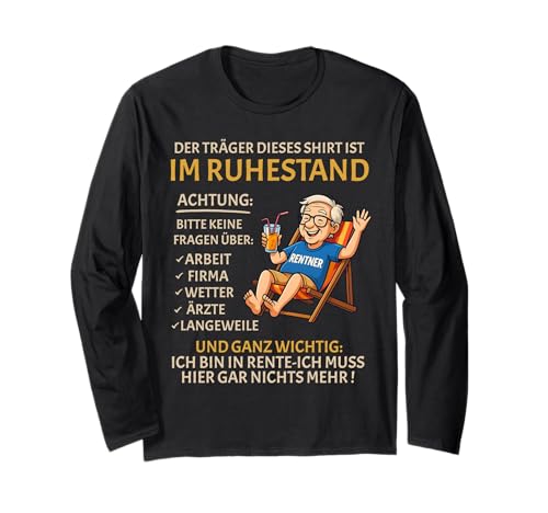 Rente Pension Ruhestand lustiges Männer Rentner Langarmshirt Rente Pension Ruhestand lustiges Männer Rentner Langarmshirt von Rente Alterszeit Geschenk für Mann mit Humor