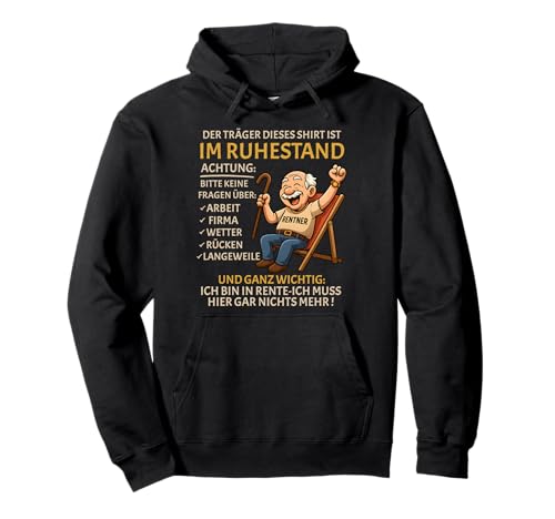 Rente Pension Ruhestand lustiges Männer Rentner Pullover Hoodie Rente Pension Ruhestand lustiges Männer Rentner Pullover Hoodie von Rente Alterszeit Geschenk für Mann mit Humor
