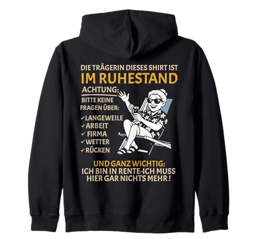 Rente Pension Ruhestand lustiges Frauen Rentner Kapuzenjacke Rente Pension Ruhestand lustiges Frauen Rentner Kapuzenjacke von Rente Alterszeit Geschenk für die Frau mit Humor