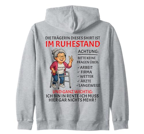 Rente Pension Ruhestand lustiges Frauen Rentner Kapuzenjacke Rente Pension Ruhestand lustiges Frauen Rentner Kapuzenjacke von Rente Alterszeit Geschenk für die Frau mit Humor