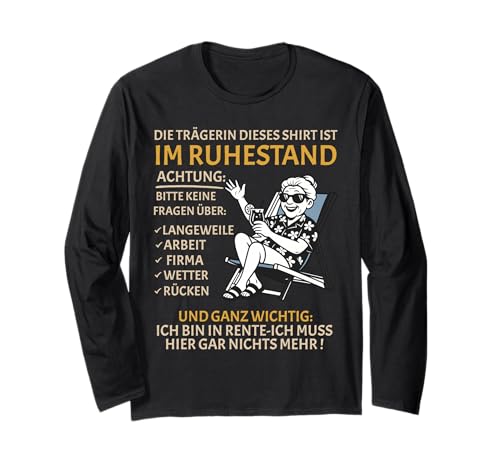 Rente Pension Ruhestand lustiges Frauen Rentner Langarmshirt Rente Pension Ruhestand lustiges Frauen Rentner Langarmshirt von Rente Alterszeit Geschenk für die Frau mit Humor