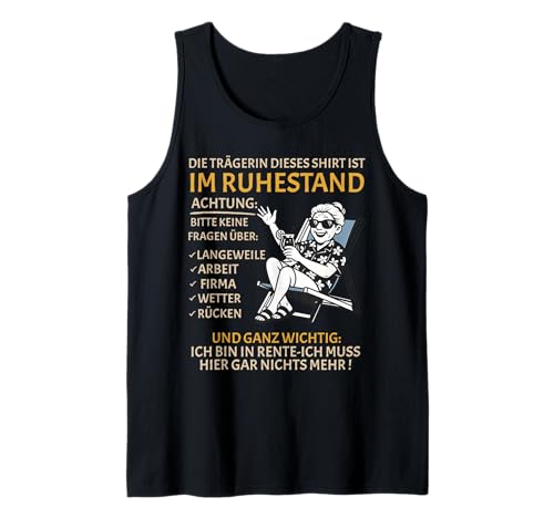 Rente Pension Ruhestand lustiges Frauen Rentner Tank Top Rente Pension Ruhestand lustiges Frauen Rentner Tank Top von Rente Alterszeit Geschenk für die Frau mit Humor