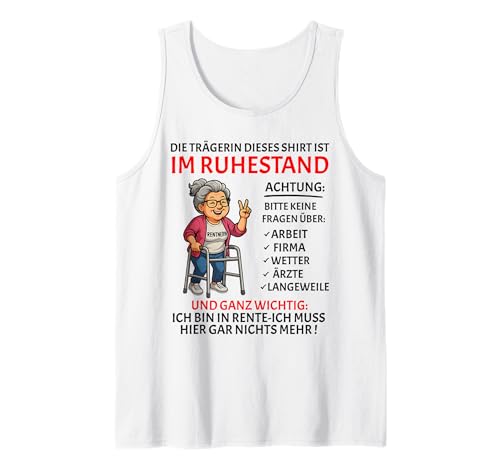 Rente Pension Ruhestand lustiges Frauen Rentner Tank Top Rente Pension Ruhestand lustiges Frauen Rentner Tank Top von Rente Alterszeit Geschenk für die Frau mit Humor