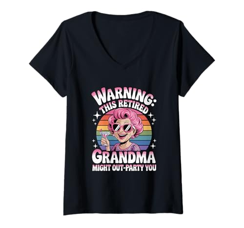Damen Coole Großmutter Tänzerin Lustige Pensionierte Oma T-Shirt mit V-Ausschnitt Damen Coole Großmutter Tänzerin Lustige Pensionierte Oma T-Shirt mit V-Ausschnitt von Rente Outfit Frauen