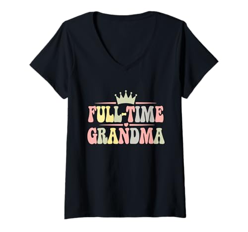 Damen Großmutter Pensionierte Grandma Lustige Vollzeit Oma T-Shirt mit V-Ausschnitt Damen Großmutter Pensionierte Grandma Lustige Vollzeit Oma T-Shirt mit V-Ausschnitt von Rente Outfit Frauen