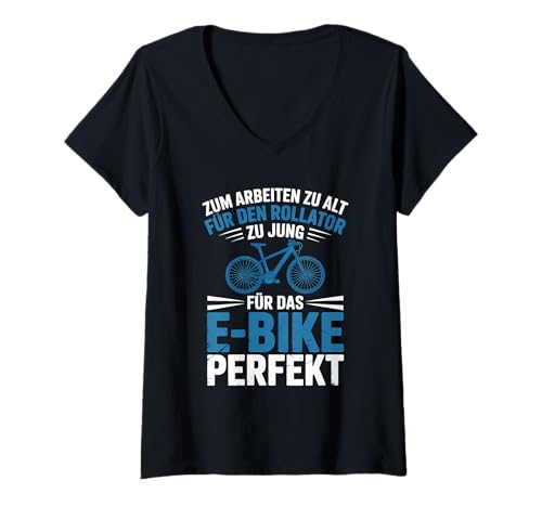 Damen E-Bike Spruch Lustiges Rente Radfahrer T-Shirt mit V-Ausschnitt Damen E-Bike Spruch Lustiges Rente Radfahrer T-Shirt mit V-Ausschnitt von Rente Radfahrer E-Bike