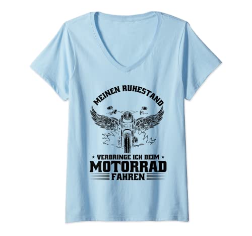 Damen Ruhestand beim Motorrad fahren Motorrad Rente T-Shirt mit V-Ausschnitt Damen Ruhestand beim Motorrad fahren Motorrad Rente T-Shirt mit V-Ausschnitt von Rente & Motorräder Geschenk
