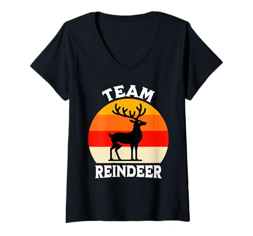Damen Reindeer Team Rentier T-Shirt mit V-Ausschnitt Damen Reindeer Team Rentier T-Shirt mit V-Ausschnitt von Rentier Designs Für Damen Und Herren