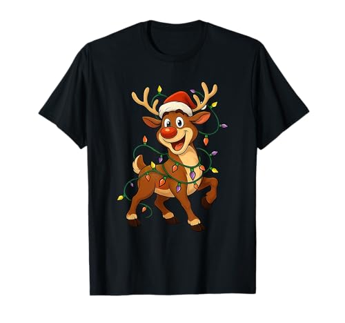 Weihnachtsshirt Damen Herren Kinder Rentier Rote Nase Lustig T-Shirt von Rentier Weihnachten Outfit