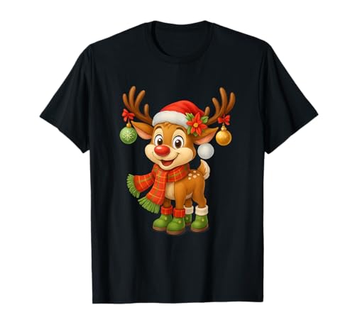 Rentier Rote Nase Lustig Weihnachtsshirt Damen Herren Kinder T-Shirt von Rentier Weihnachtsshirt Damen Herren Kinder