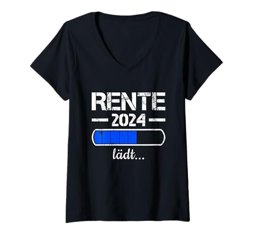 Damen Rente 2024 Lädt Rente 2024 T-Shirt mit V-Ausschnitt von Rentner 2024 Shop
