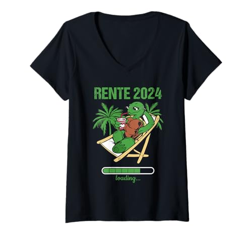 Damen Rente 2024 Loading... Rente 2024 T-Shirt mit V-Ausschnitt von Rentner 2024 Shop