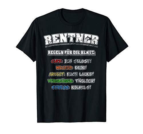 Herren Ruhestands Regeln für Rentner und Frührentner T-Shirt von Rentner Geschenk Ruhestand Ideen