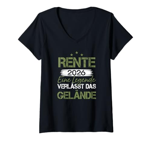 Damen 2026 Legende verlässt Gelände für Rentner in Ruhestand T-Shirt mit V-Ausschnitt von Rentner zur Pension Ruhestand 2026
