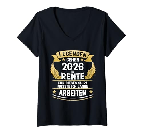 Damen Legenden Gehen 2026 In Rente Lustiger Rentner T-Shirt mit V-Ausschnitt von Rentner zur Pension Ruhestand 2026