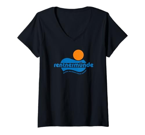 Damen Rentnermünde – Das Original aus Travemünde! Kultspruch T-Shirt mit V-Ausschnitt von Rentnermünde