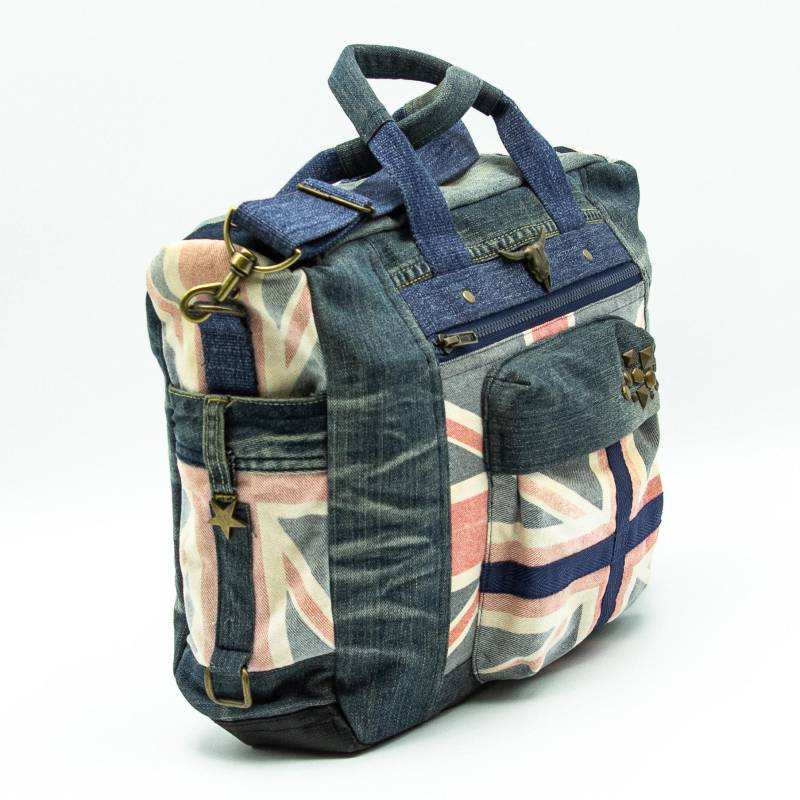 Upcycling Crossbody - Jeans -Tasche Mit Union Jack Im Retro Vintage Used Design Als Damen-Tasche Oder Herren-Tasche von RentreeBagsCaps