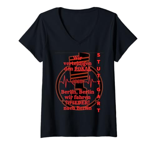 Damen Stuttgart Verteidigung Pokal T-Shirt mit V-Ausschnitt Damen Stuttgart Verteidigung Pokal T-Shirt mit V-Ausschnitt von Rentschi
