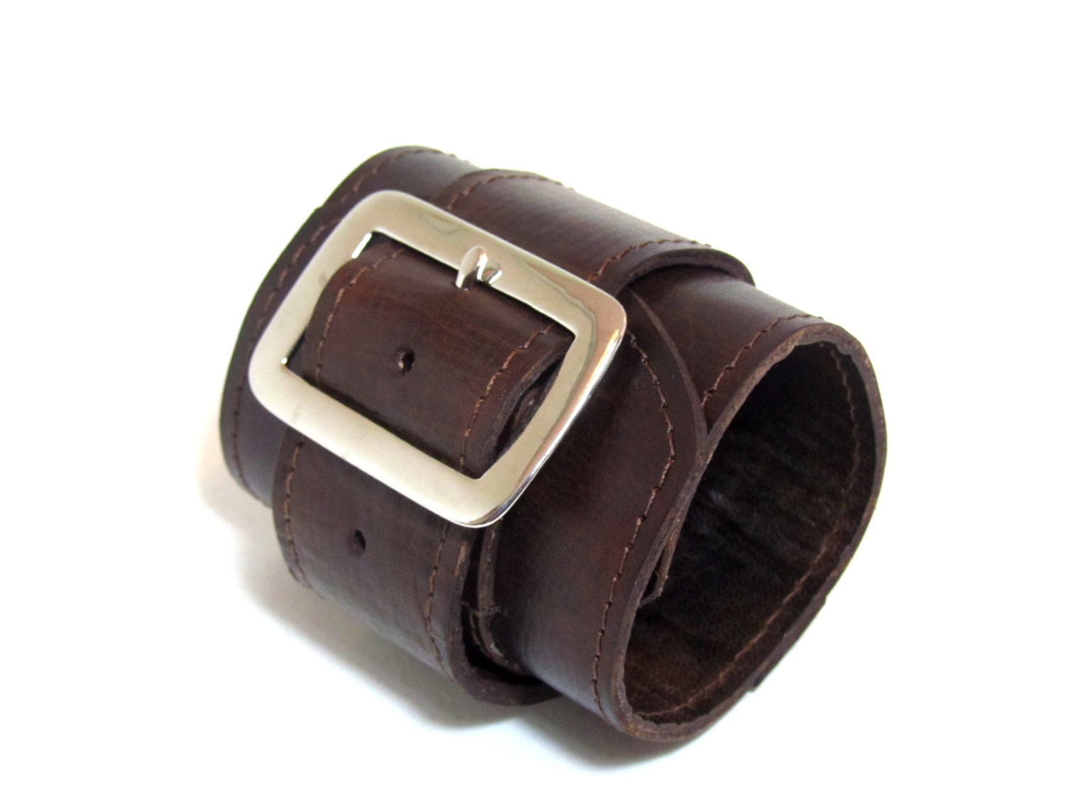 Braunes Leder Manschettenarmband Unisex Steampunk Schnallenarmband Braunes Leder Manschettenarmband Unisex Steampunk Schnallenarmband von Renush