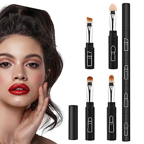 4-in-1-Make-up-Pinsel-Set - Tragbares, abnehmbares Highlight-Lidschatten-Grundierungspinsel-Set,Lidschatten-Make-up-Lippenpinsel, puderweicher Rougepinsel, Lidschatten-Reisepinsel, Renywosi von Renywosi