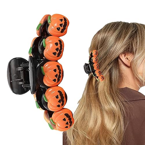 Halloween Haarklammern Haarklammern Rutschfest Kürbis/Teufelsauge Haarklammern für Frauen | Halloween Haarschmuck Hüte Große Pferdeschwanz-Haarspangen Renywosi von Renywosi