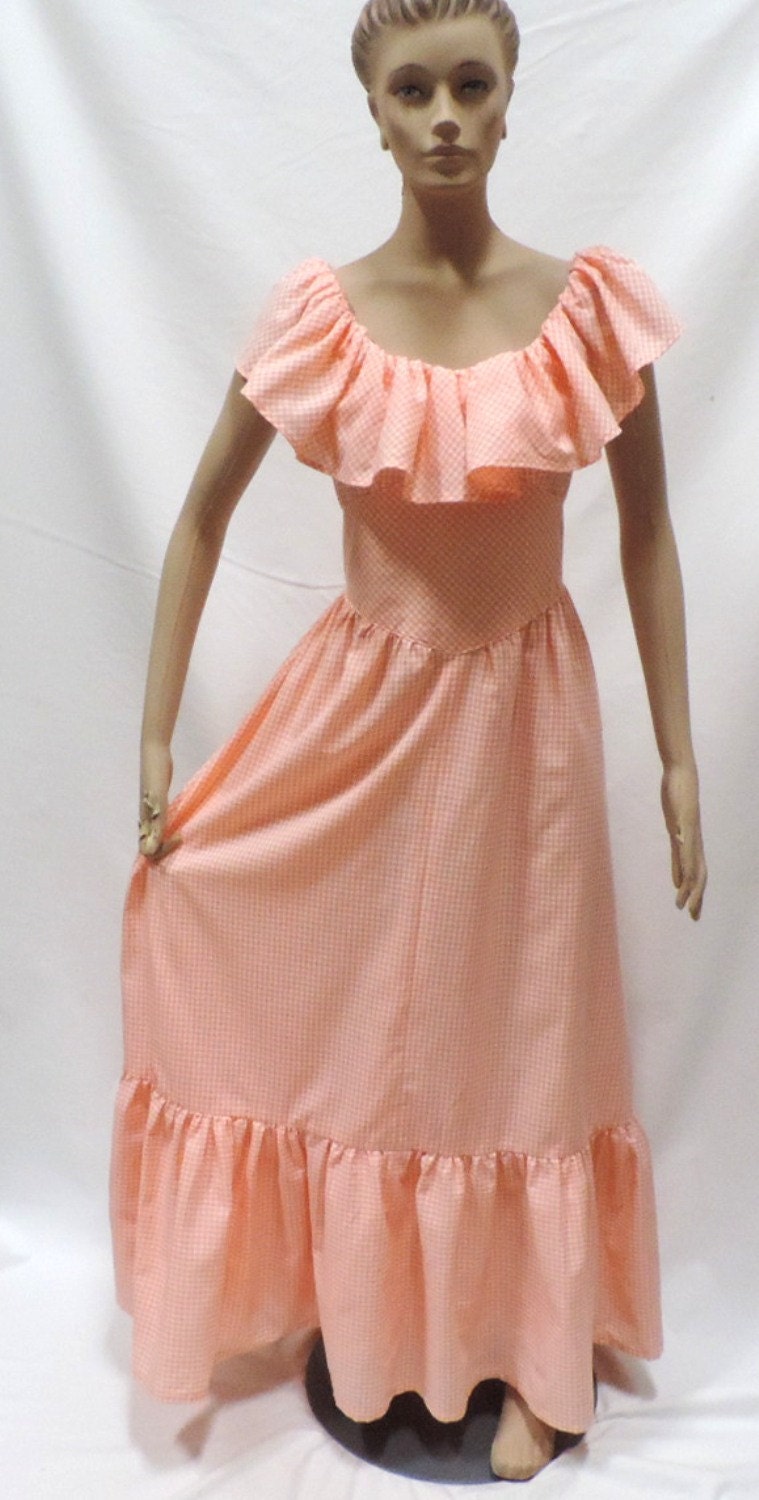 70Er Jahre Prärie Kleid Orange Gingham von ReoccuringDreams