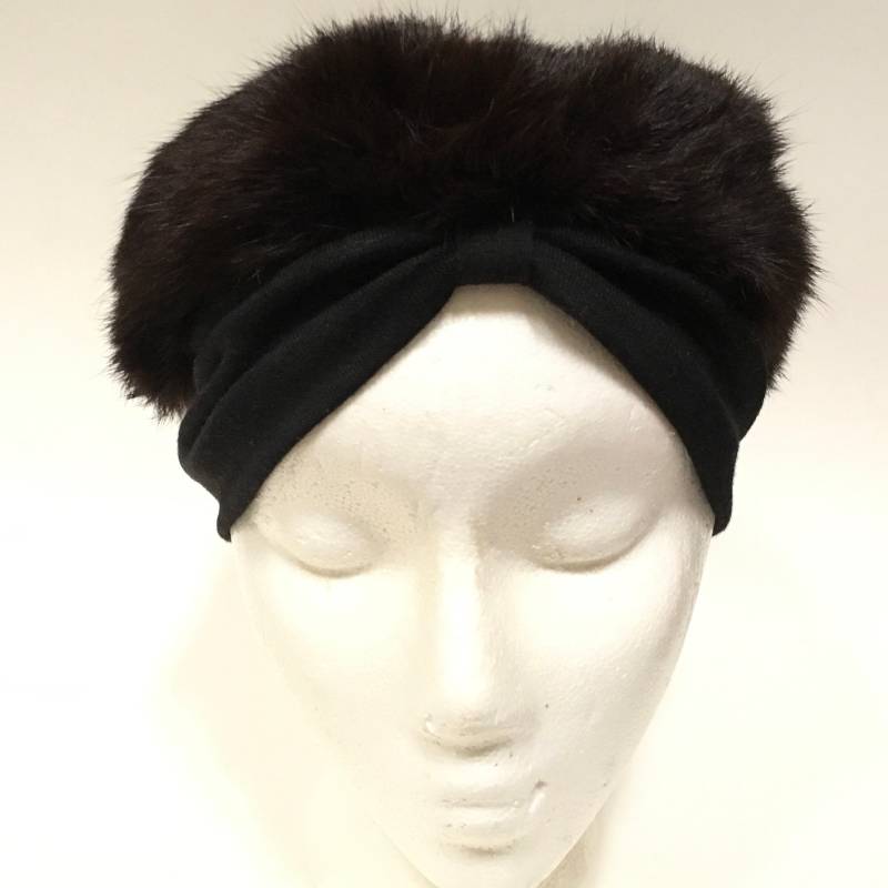 Fell Turban Braun Schwarz Stretch Band Vintage Herbst Winter Hut von ReoccuringDreams