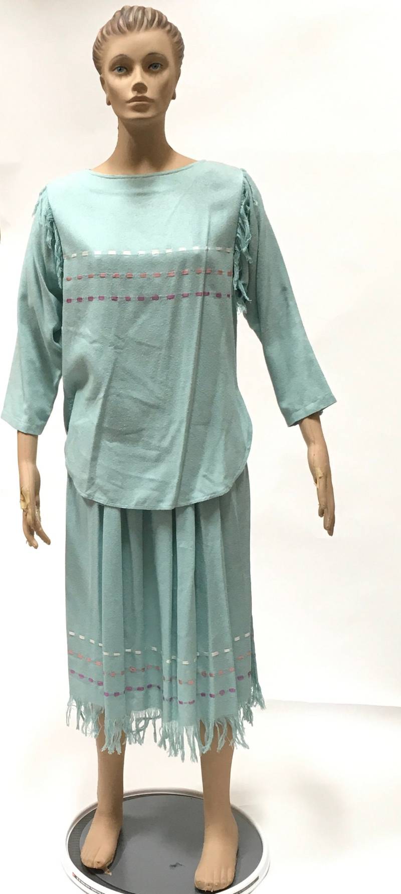 Seidenrock Top Blau Karen Kane Fransenband Borte Vintage Vereinzelt Gr. 6 Neu von ReoccuringDreams