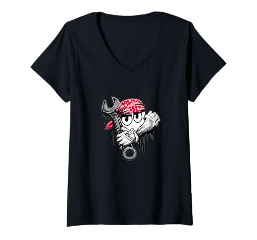 Damen Mechaniker-Werkzeug für Reparatur- und Tuning-Liebhaber T-Shirt mit V-Ausschnitt Damen Mechaniker-Werkzeug für Reparatur- und Tuning-Liebhaber T-Shirt mit V-Ausschnitt von Repair Service Outfit