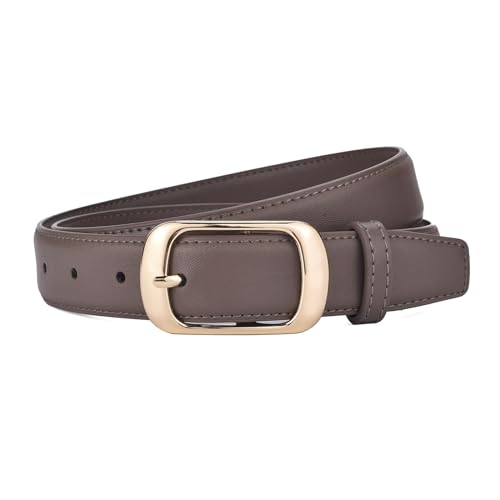 Repaly Gürtel Damen Ledergürtel Grau Jeansgürtel Verstellbarer Taillengürtel 2,8 cm breit Echtledergürtel für Hosen Kleider Kürzbar Belt M 100cm von Repaly