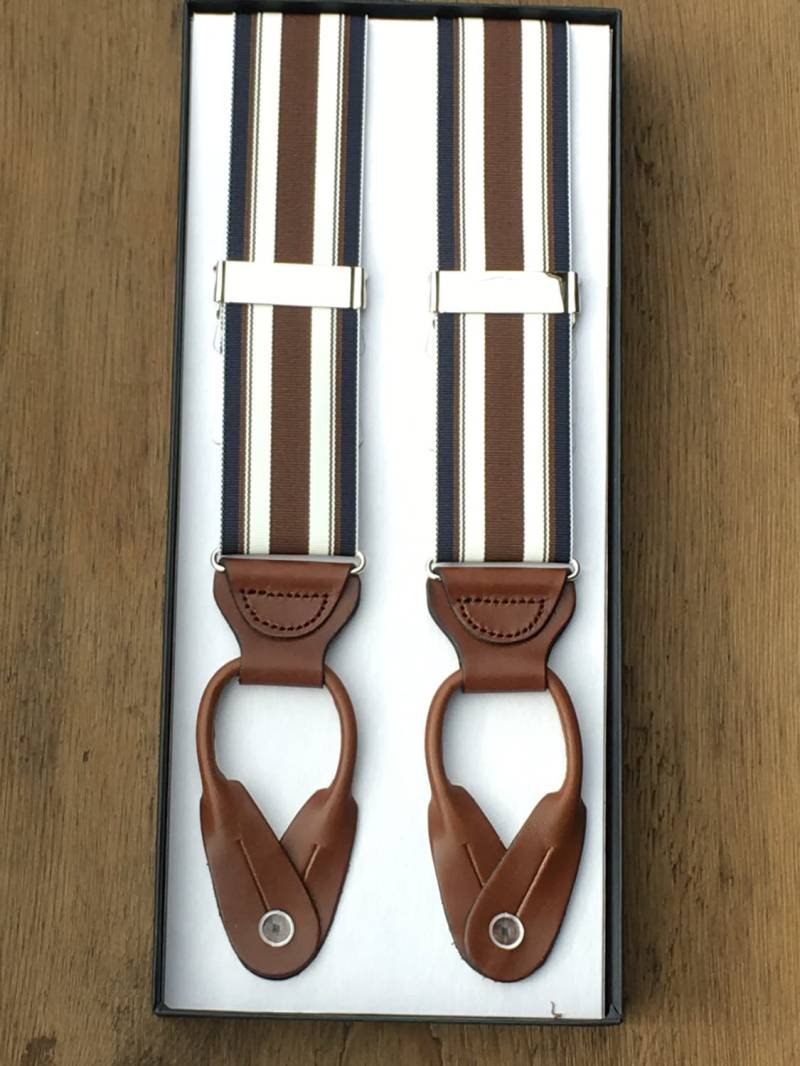 Lenox Gestreifte Hosenträger Marine/Braun Circa 1933 Kollektion Lenox Gestreifte Hosenträger Marine/Braun Circa 1933 Kollektion von RepealClub