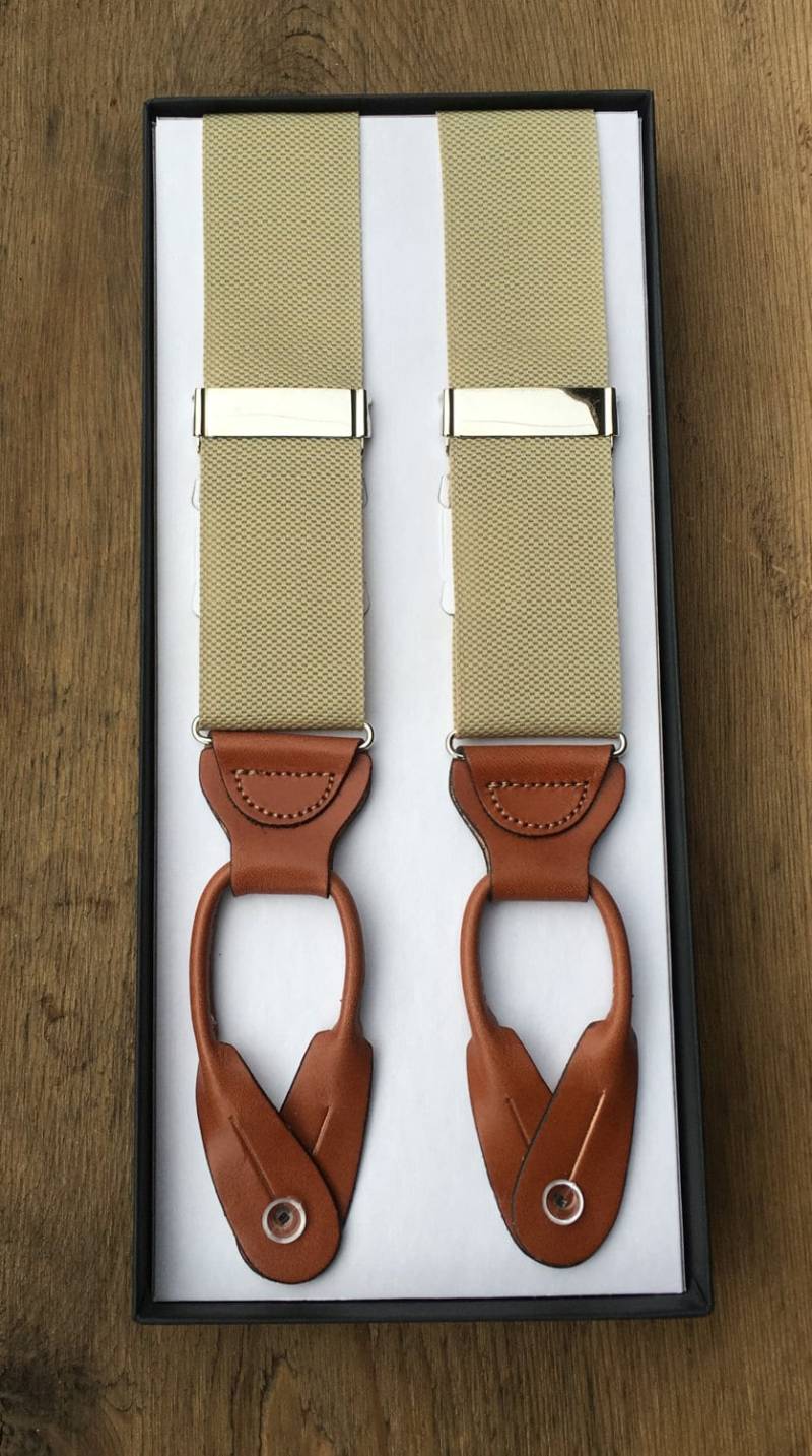 Morgan Canvas Suspenders - Hellbraun Mit Pflanzlich Gegerbten Leder & Vintage Band Hosenträger Perfekt Für Hochzeiten Oder Schwiegervater Geschenk von RepealClub