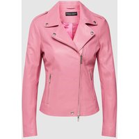 Repeat Bikerjacke aus Leder mit Reverskragen in Pink, Größe 42 von Repeat