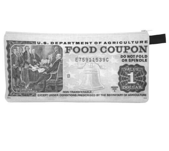 Foodstamp'81 Ghetto Urban Old School Essen Coupon Kosmetik Federmäppchen Reise Geldbörse Organizer Zipper Bag Clutch von RepeatPatternCo