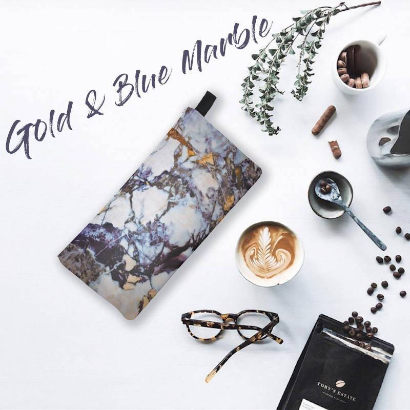 Gold & Blau Marmor Kosmetiktasche Make-Up-Tasche Mit Reißverschluss von RepeatPatternCo