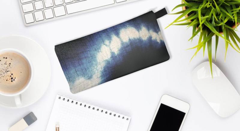 Indigo 7 Shibori Gefärbte Gewebte Gedruckte Reißverschluss Clutch Kosmetik Und Federmäppchen Makeup Tasche von RepeatPatternCo