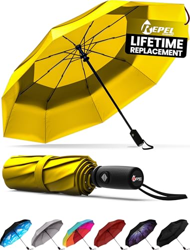 Repel Umbrella - Regenschirm - Taschenschirm - Öffnen und Schließen automatisch - Klein, kompakt, leicht, stark, winddicht und sturmfest - für Herren und Damen von Repel Umbrella