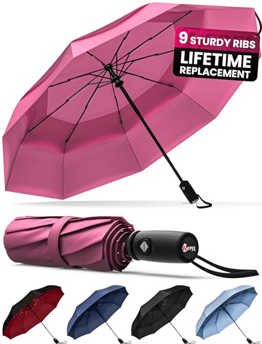 Repel Umbrella - Regenschirm - Taschenschirm - Öffnen und Schließen automatisch - Klein, kompakt, leicht, stark, winddicht und sturmfest - für Herren und Damen von Repel Umbrella