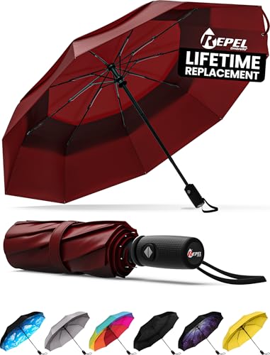 Repel Umbrella - Regenschirm - Taschenschirm - Öffnen und Schließen automatisch - Klein, kompakt, leicht, stark, winddicht und sturmfest - für Herren und Damen von Repel Umbrella