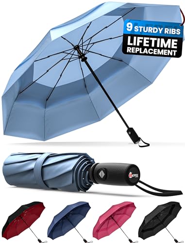 Repel Umbrella - Regenschirm - Taschenschirm - Öffnen und Schließen automatisch - Klein, kompakt, leicht, stark, winddicht und sturmfest - für Herren und Damen von Repel Umbrella