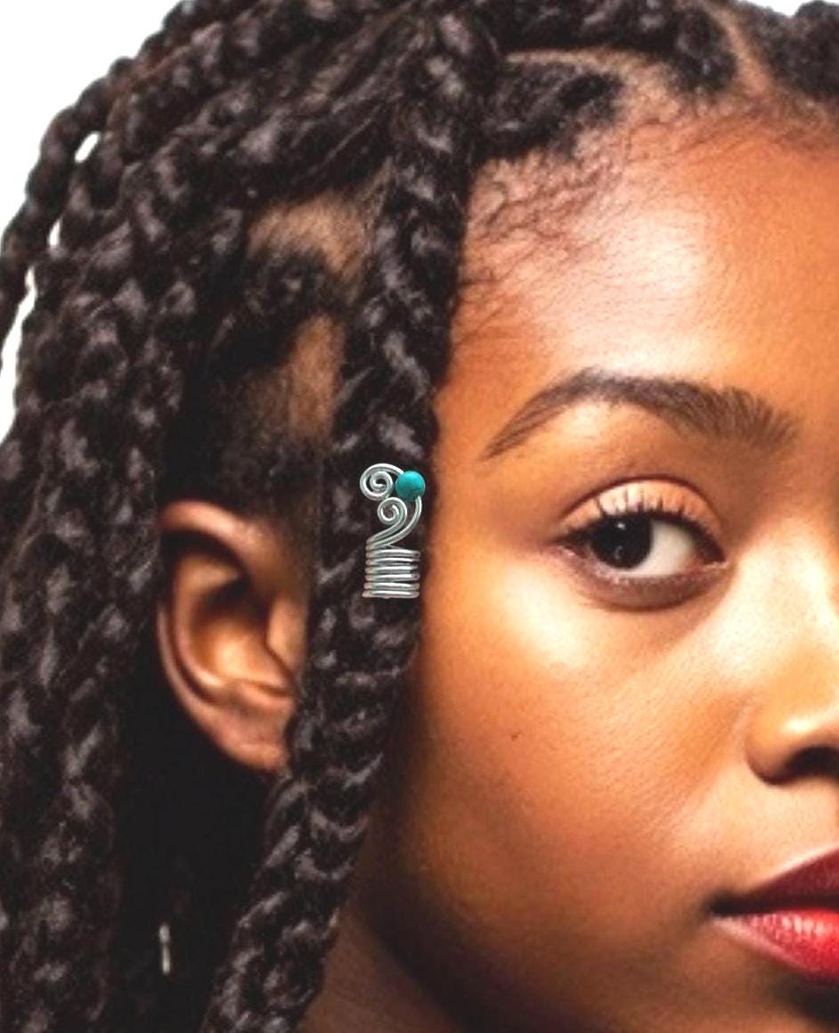 Handgemachte Türkise Haarspangen Silber Dreadlocks Perlenringe von Repior