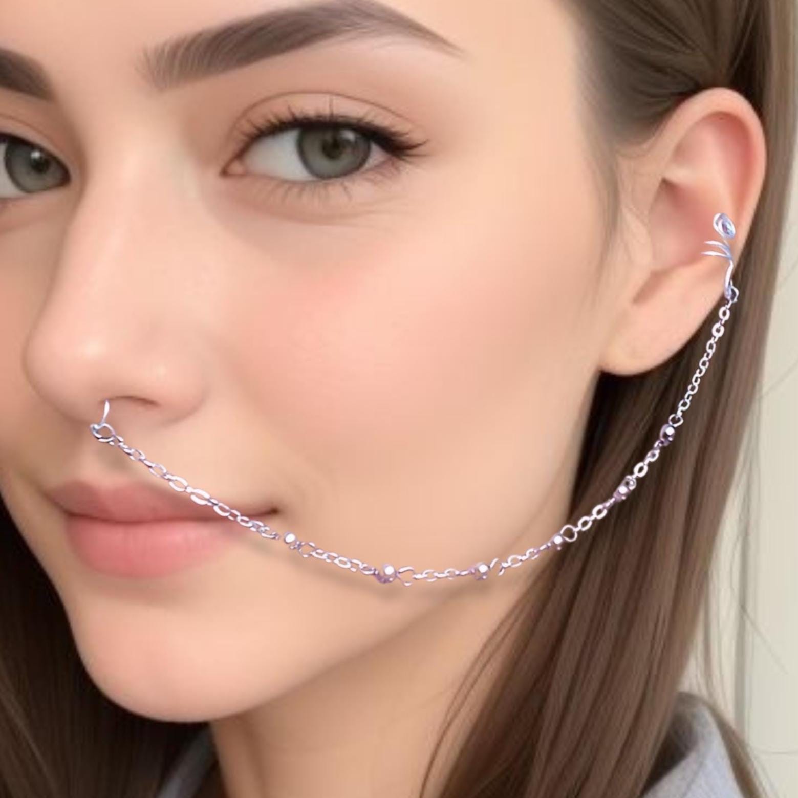 Nase Zu Ohr Kette Nicht Piercing Septum, Aluminium Schmuck von Repior