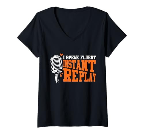 Damen Fließendes Sofortwiedergabe-Mikrofon-Design T-Shirt mit V-Ausschnitt Damen Fließendes Sofortwiedergabe-Mikrofon-Design T-Shirt mit V-Ausschnitt von Replay Enthusiast Gear