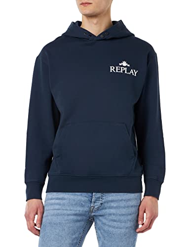 Replay Herren Hoodie mit Kapuze, Blue 085 (Blau), L von Replay