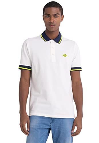 Replay Herren Poloshirt Kurzarm aus Baumwollmix, Off White 801 (Weiß), L von Replay