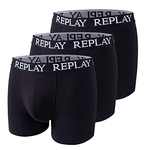 Replay Herren Boxershorts 3er-Set, Black N011 (Schwarz), M von Replay