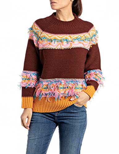 REPLAY Damen DK1454 Pullover, 010 Multicolour, M von Replay